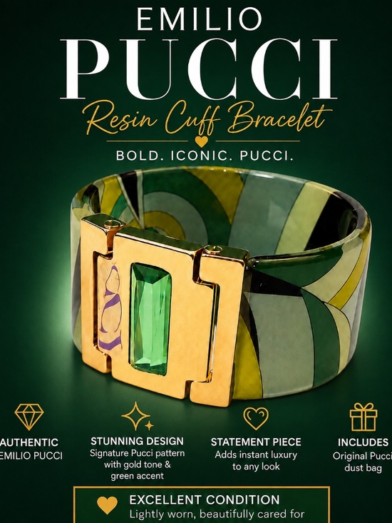 Emilio Pucci Jewelry - Emilio Pucci retro green and black resin cuff